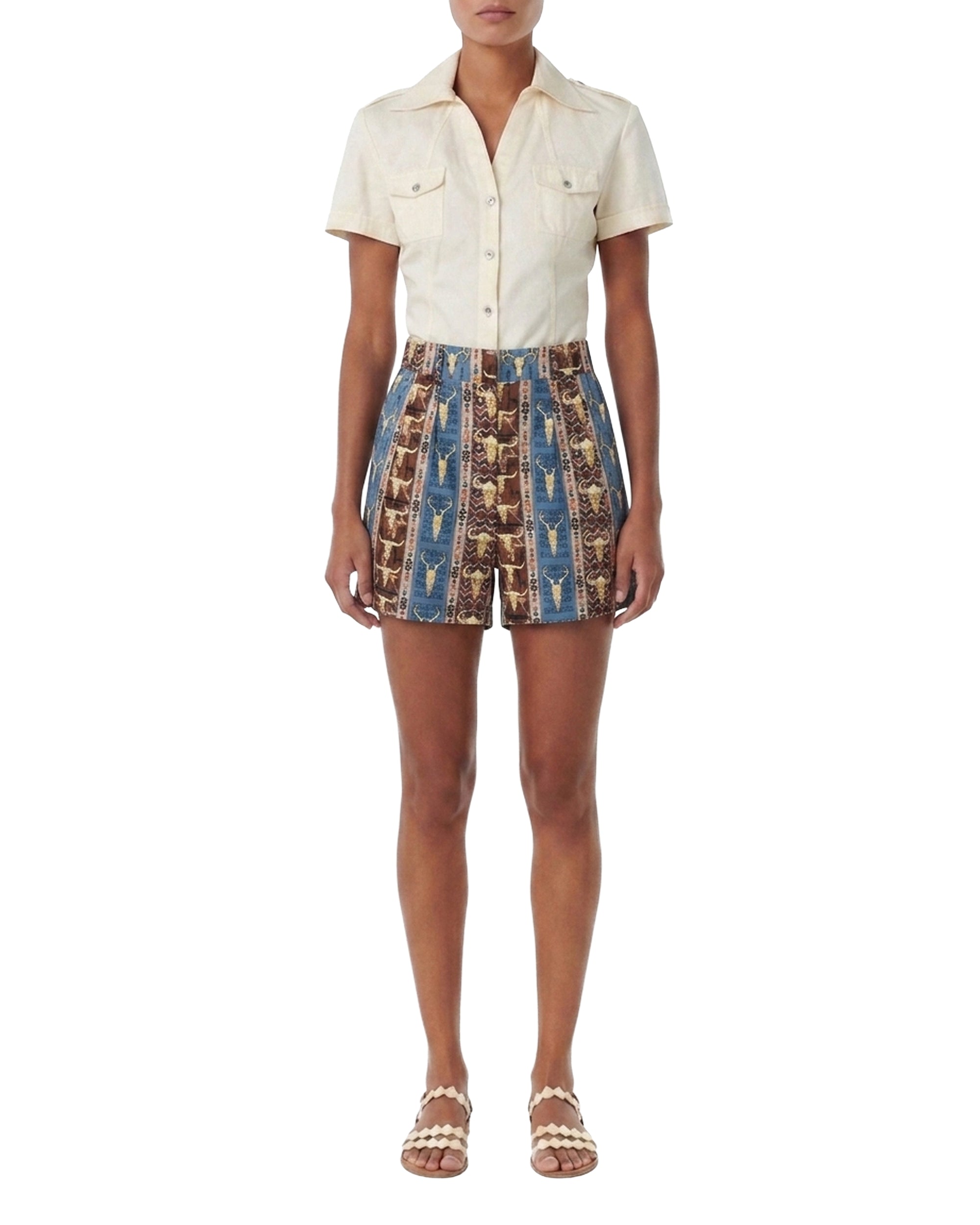 Beatrice print shorts - Brown