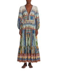 Robe midi à col V - Blue