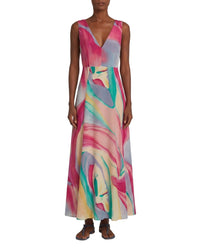 Robe midi à col V - Lilac