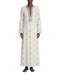 Caftan long à col tunisien - Milk