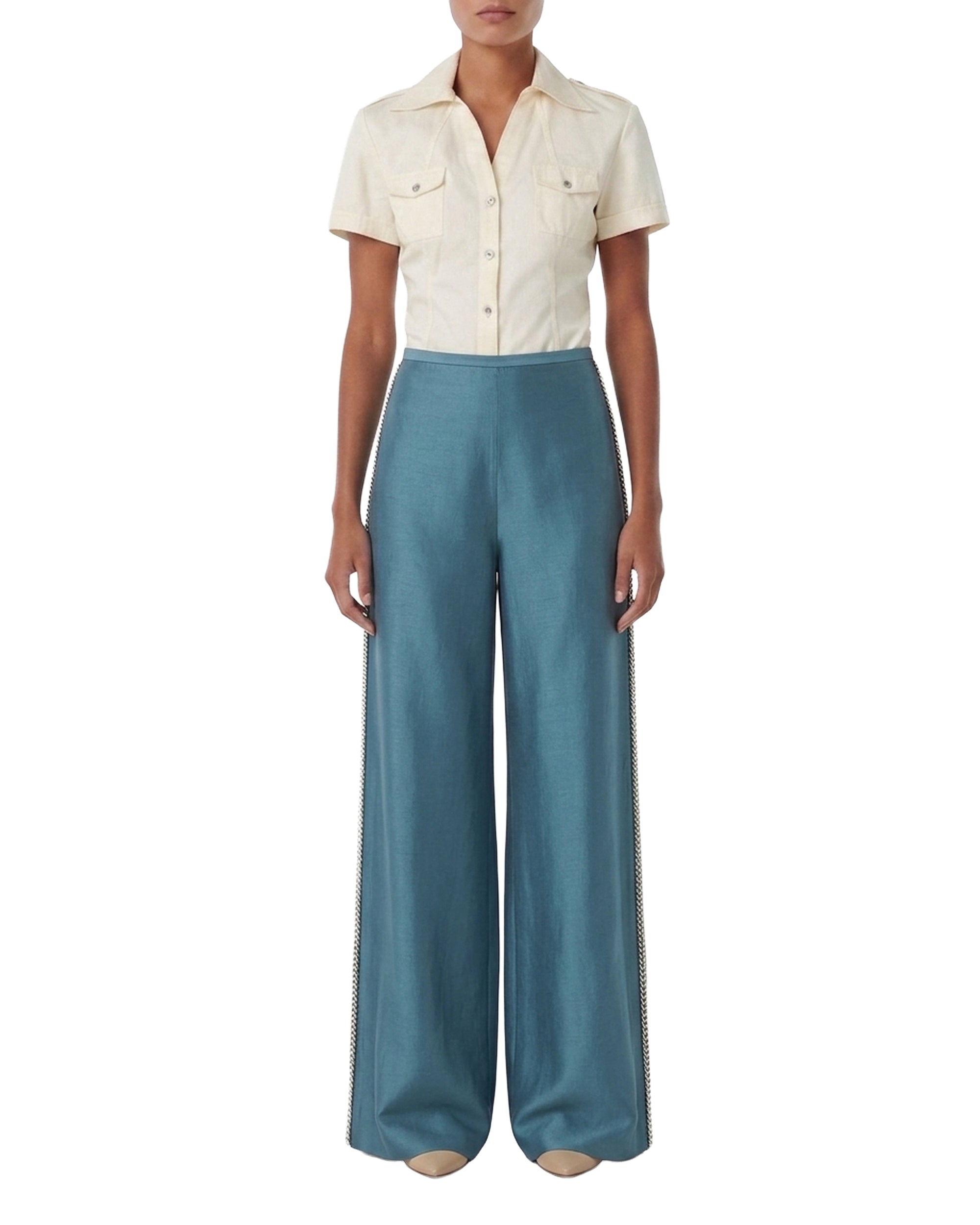 Blair silk trousers - Sea Blue
