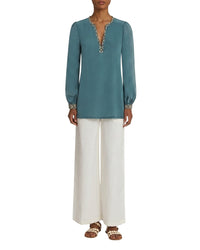 Blouse en soie - Gray Blue