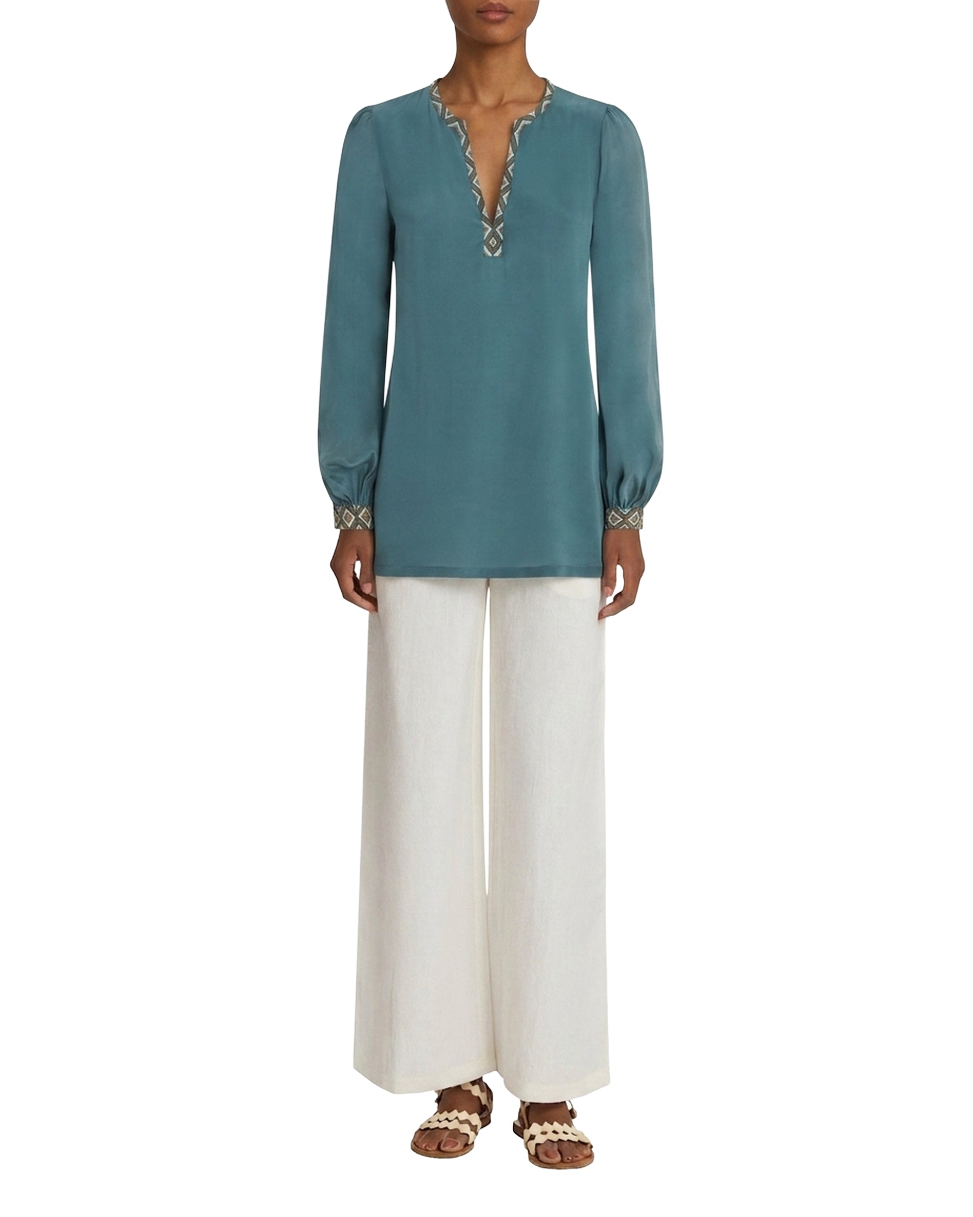 Blouse en soie - Gray Blue