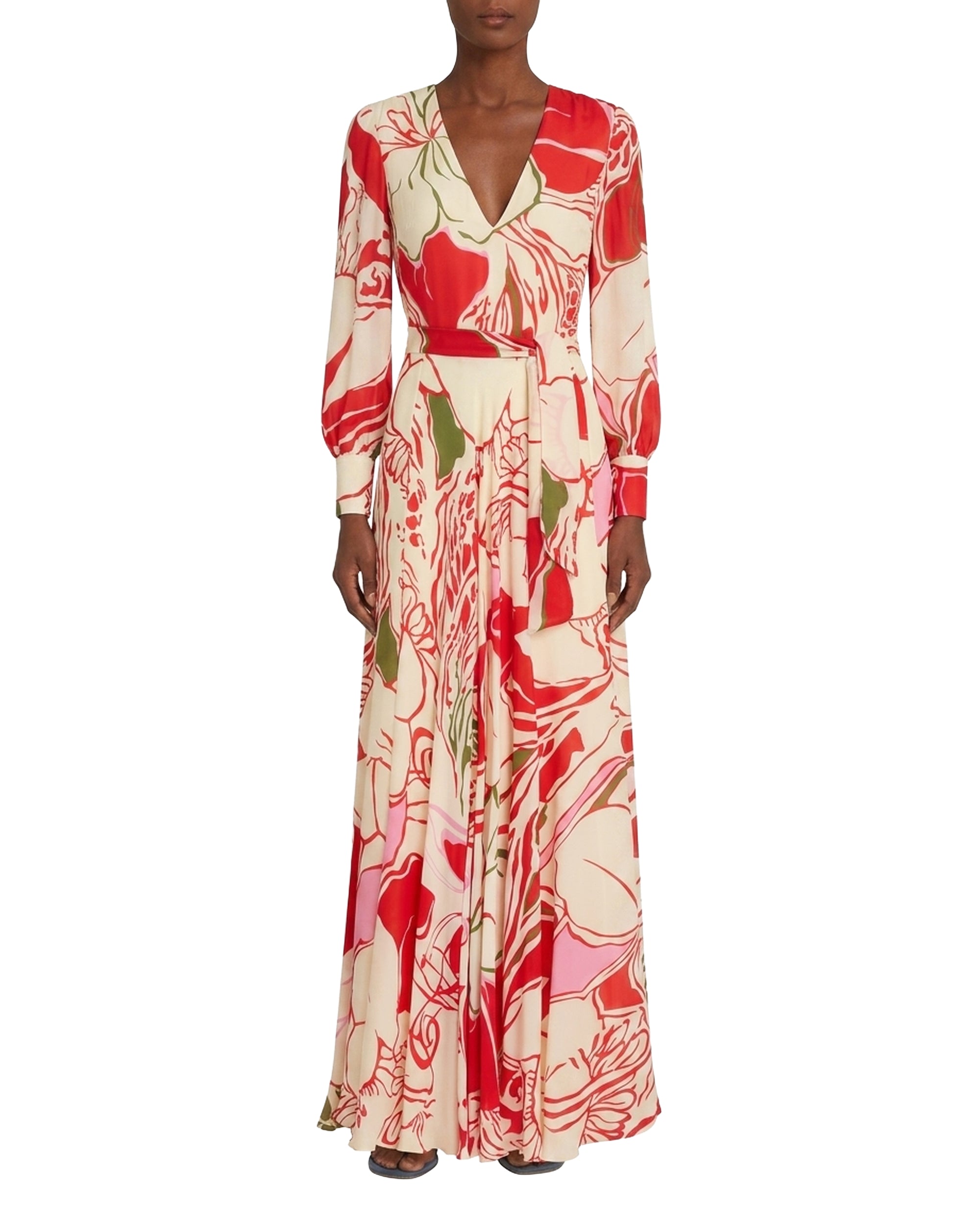 Robe longue Citra en soie - Red
