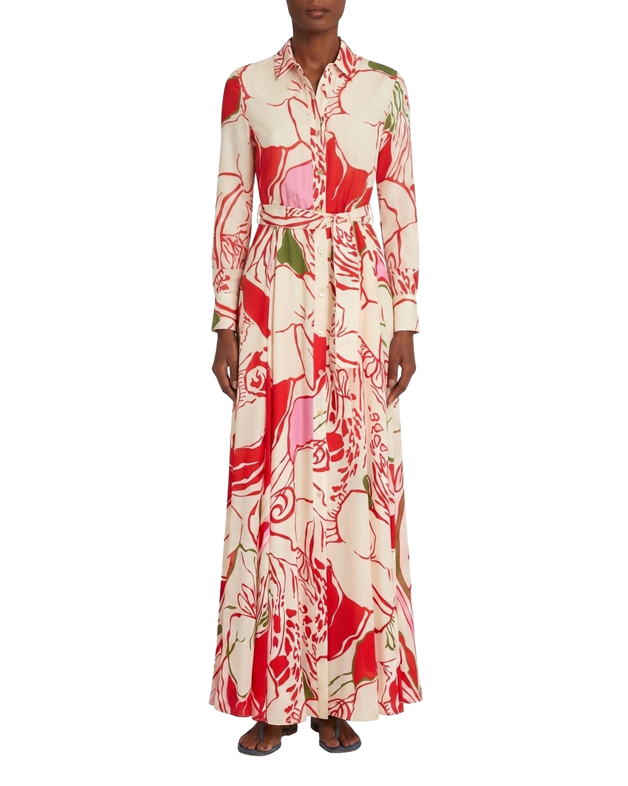 Robe longue Ida en soie - Red