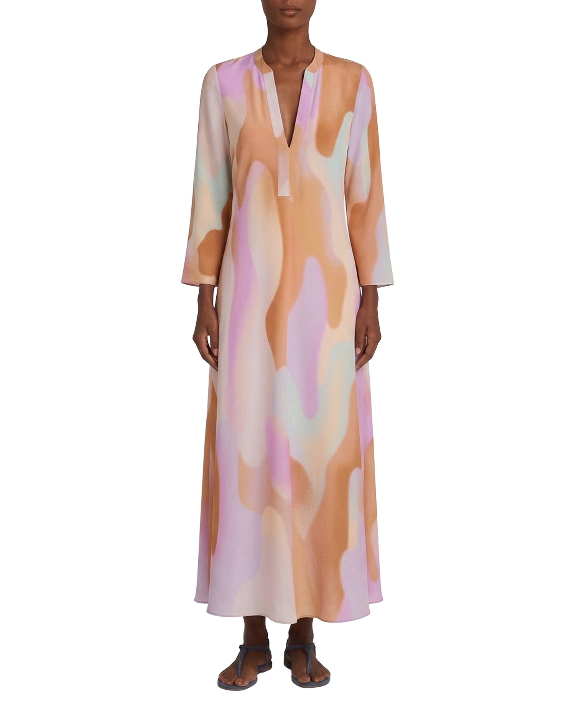 Jenna long silk caftan - Lilac
