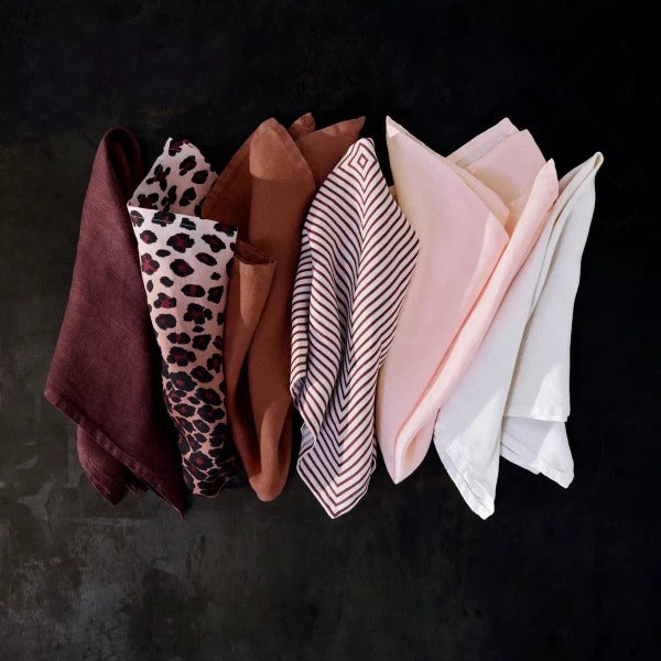 Lot de 4 serviettes en lin imprimé léopard - Blue
