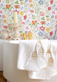 Univers de bain Pompons - Blanc & Or