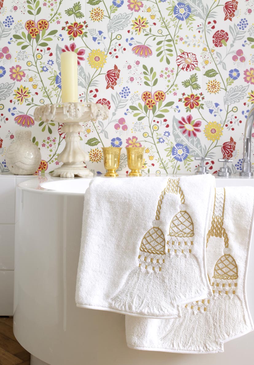 Univers de bain Pompons - Blanc & Or