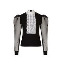 Top Epopée à ruban en dentelle - Black