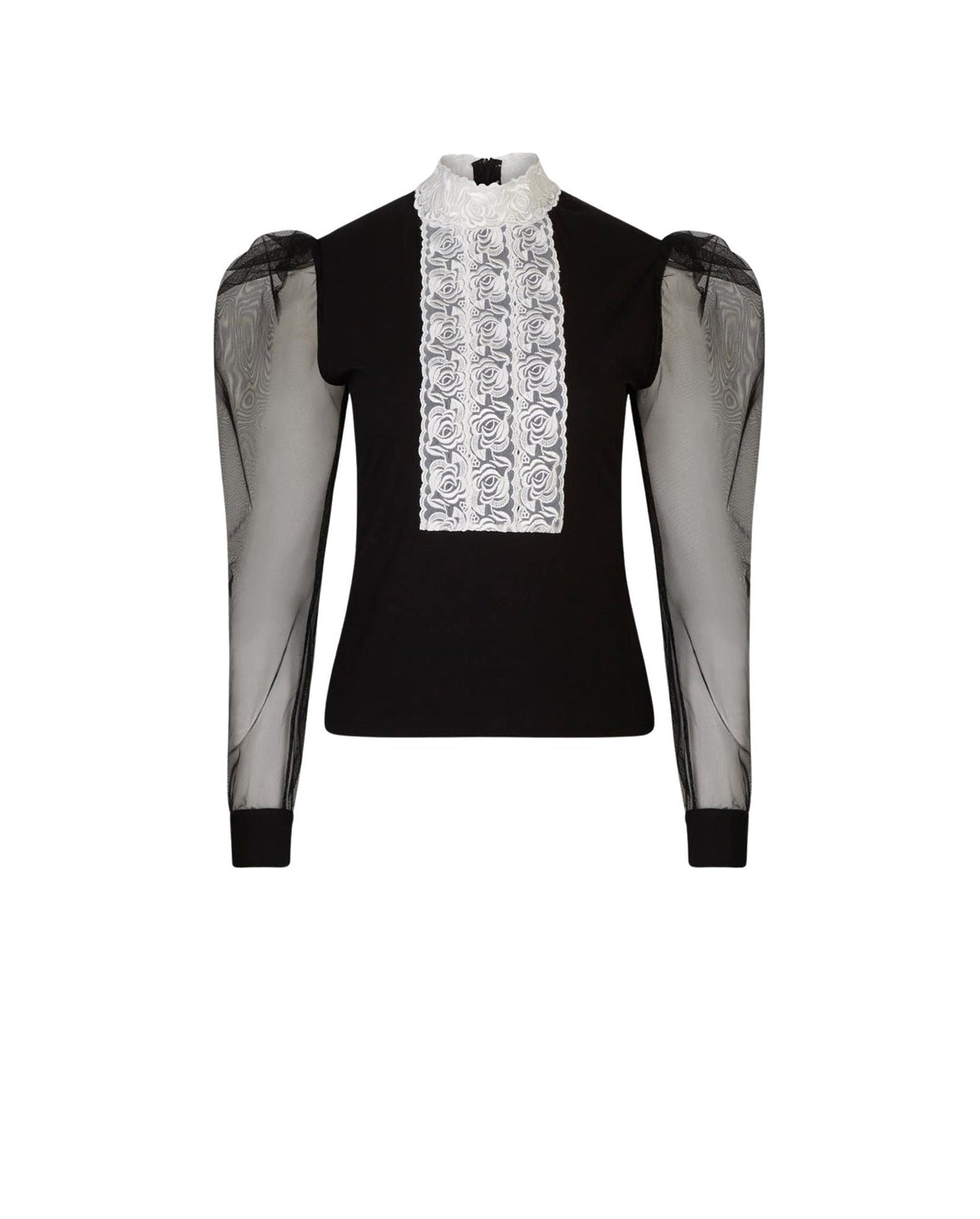 Top Epopée à ruban en dentelle - Black