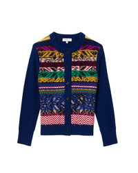 Cashmere jacquard cardigan - Royal