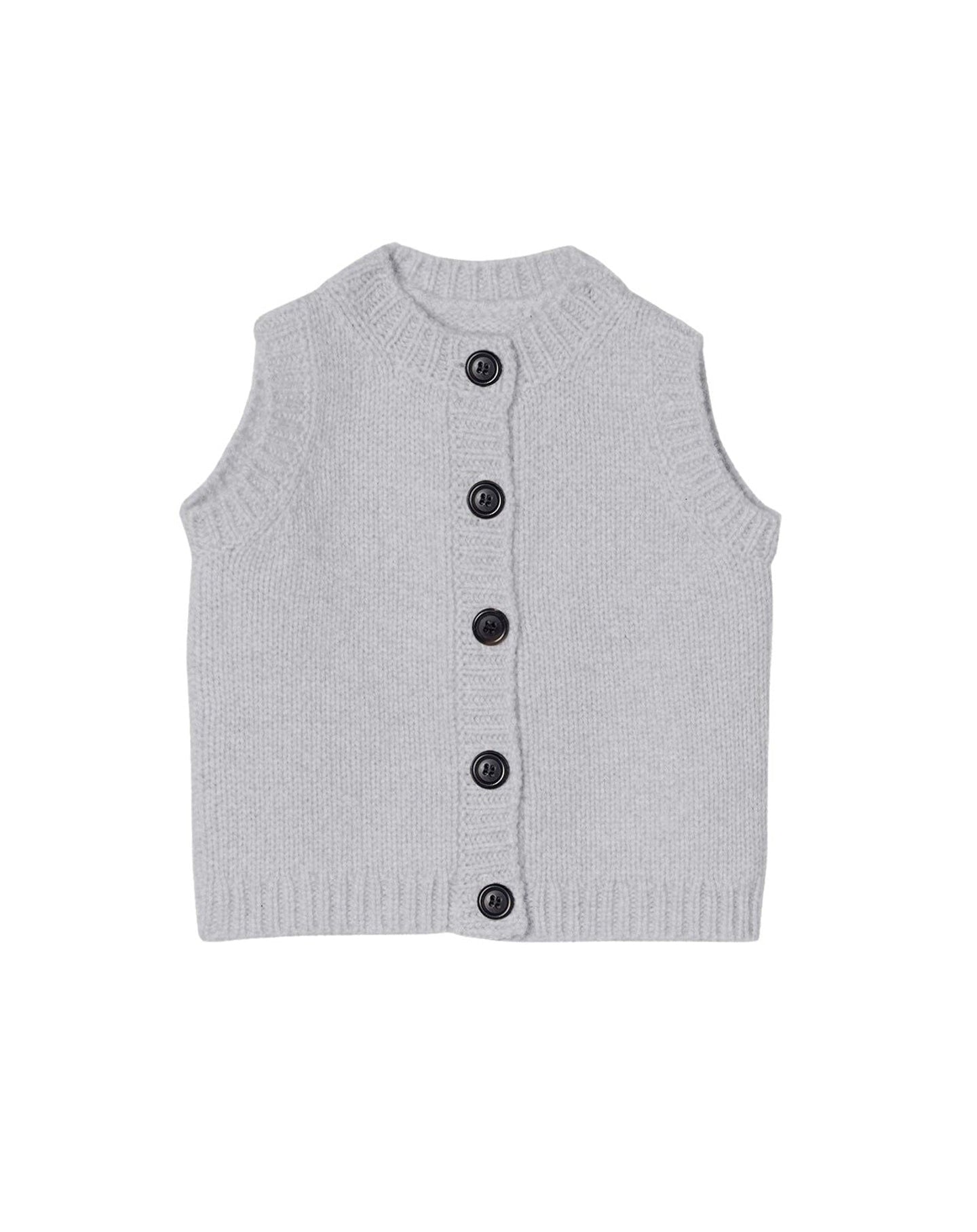 Baby cashmere sleeveless cardigan - Givre
