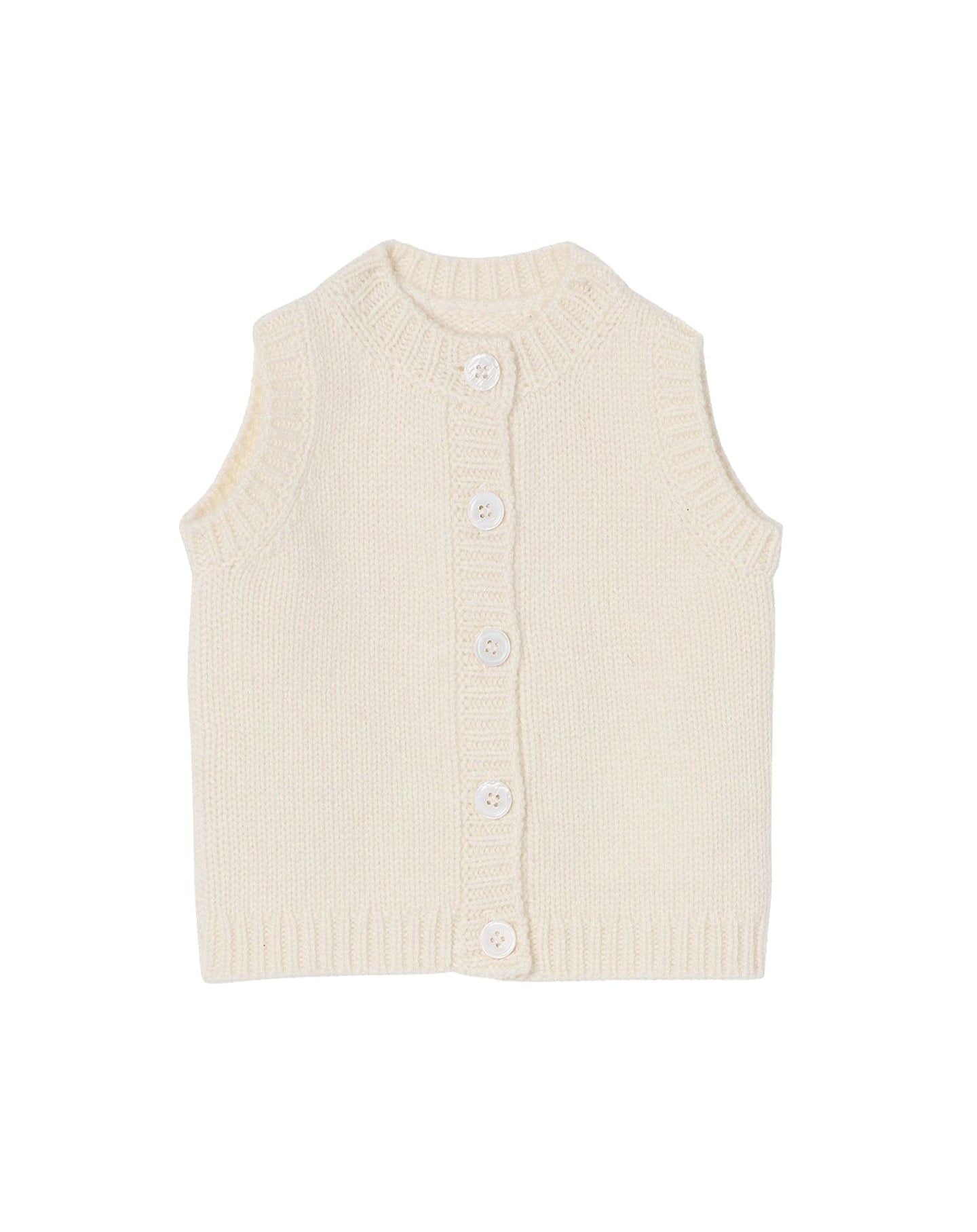 Cashmere sleeveless cardigan - Natural