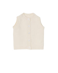 Baby cashmere sleeveless cardigan - Natural