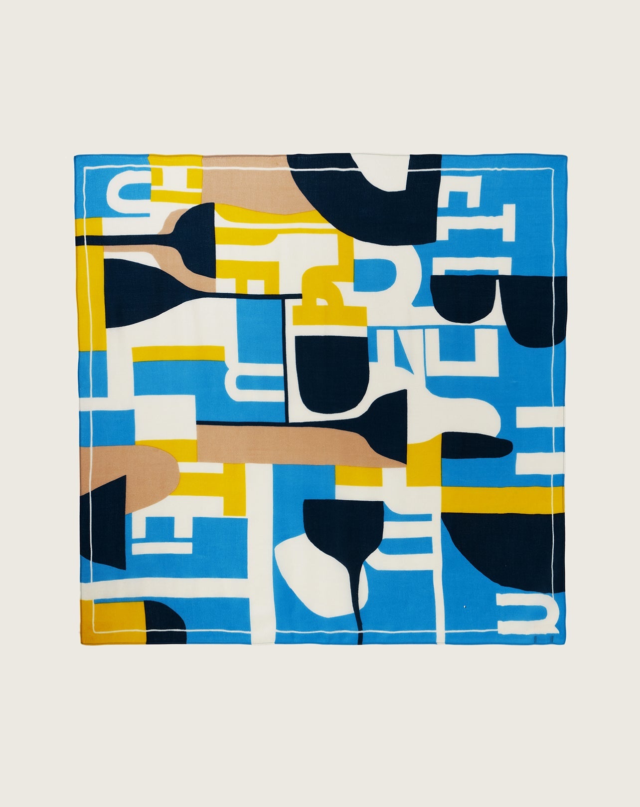 RECO120Carré Imprimé Patchwork Graphique - Bleu Caldero