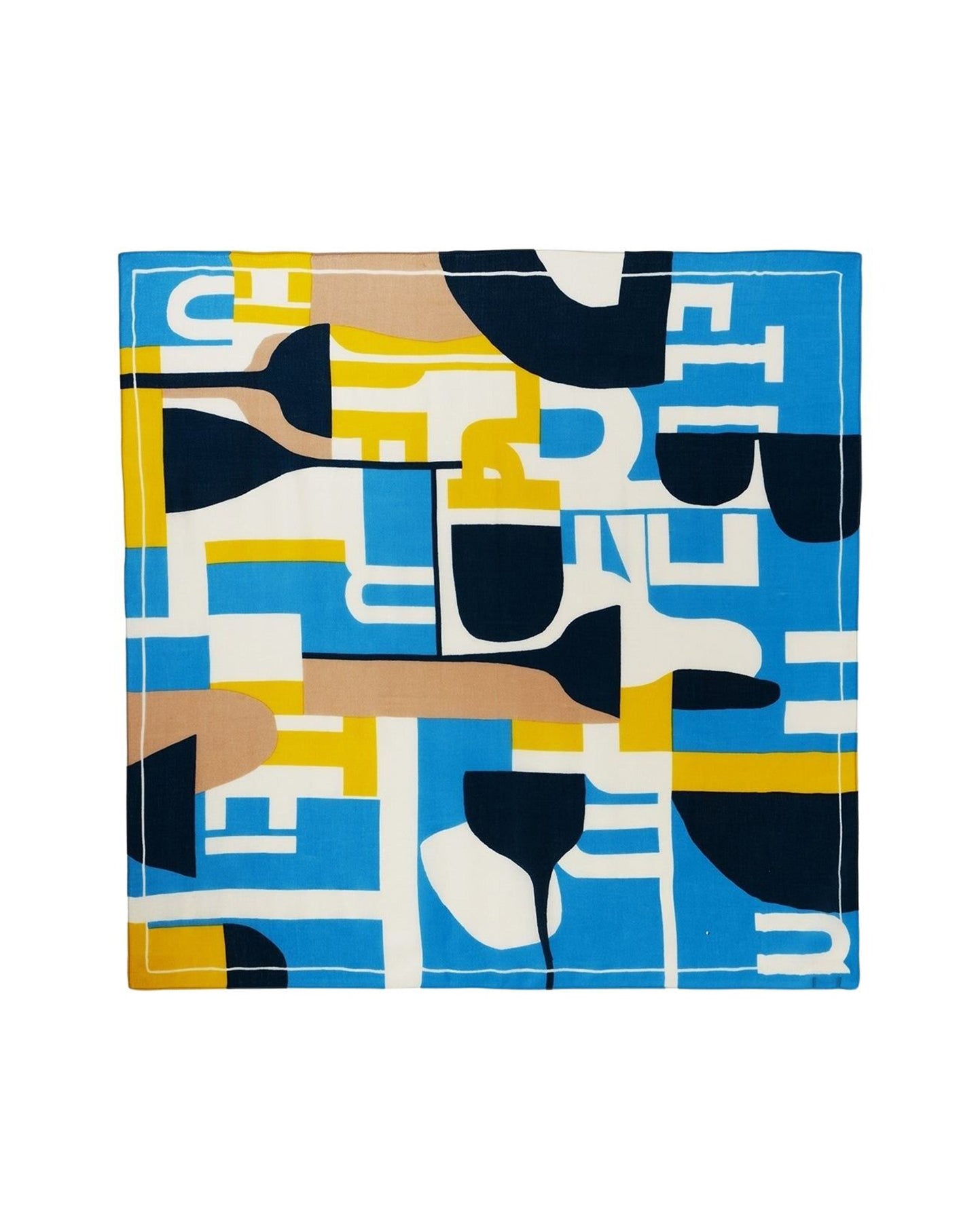 RECO120Carré Imprimé Patchwork Graphique - Bleu Caldero