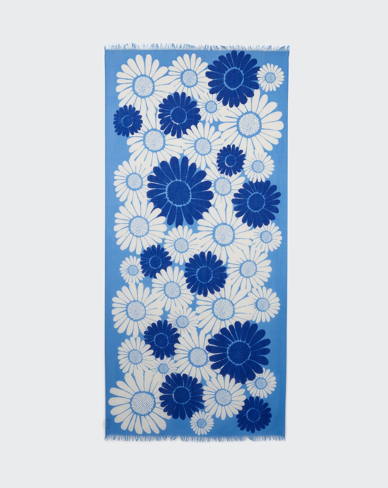 RECO125Étole Imprimé Daisy - Bleu Kinetic/Naturel