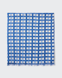RECO125Étole Imprimé Vichy Ikat - Naturel/Bleu Kinetic