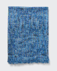 RECO125Étole Imprimé Pois Aquarelle - Naturel/Bleu Kinetic