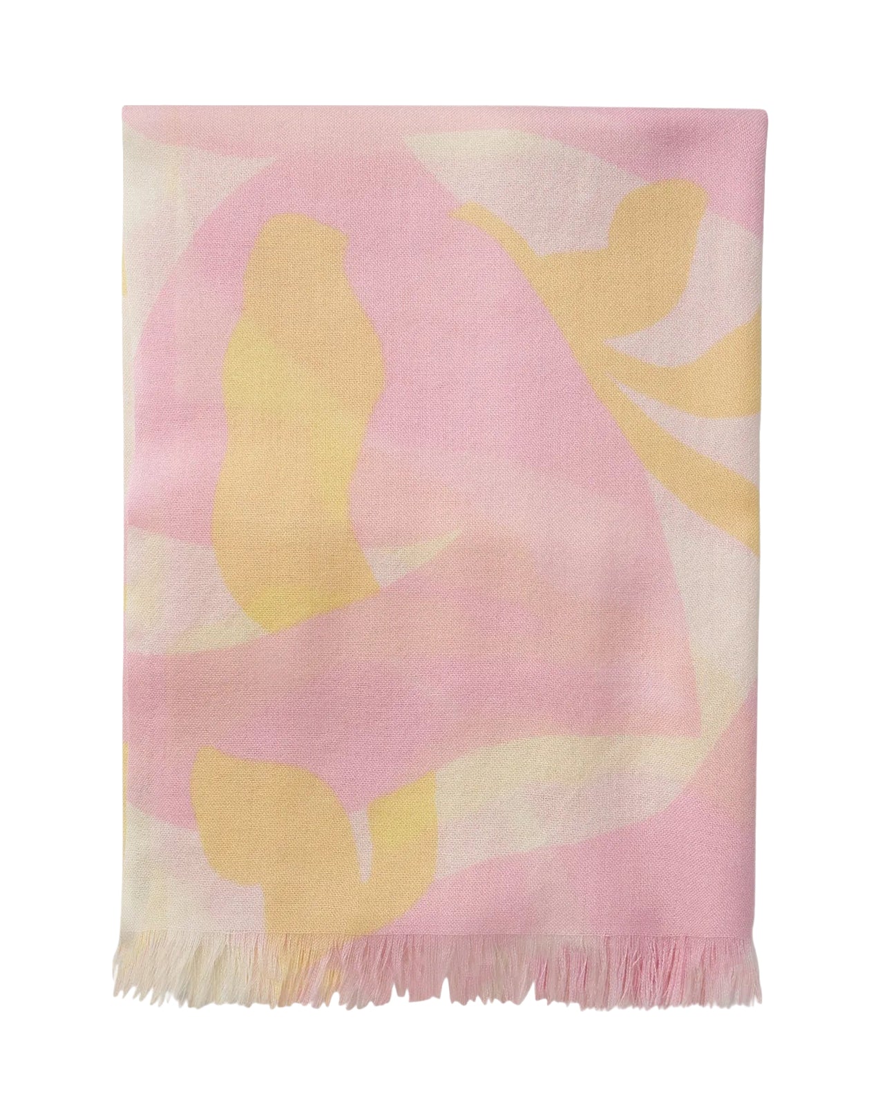 Printed cashmere shawl - Jelly Pink & Blotting Paper Yellow