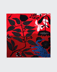 RECO120Carré Imprimé Léopard Et Fleurs - Rouge Gorge/Rouge Brique