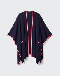 RECO180Poncho À Poches - Marine/Rouge Gorge/Naturel