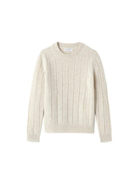 Guernsey-style cashmere crew-neck jumper in a marl pattern - Oat & Natural