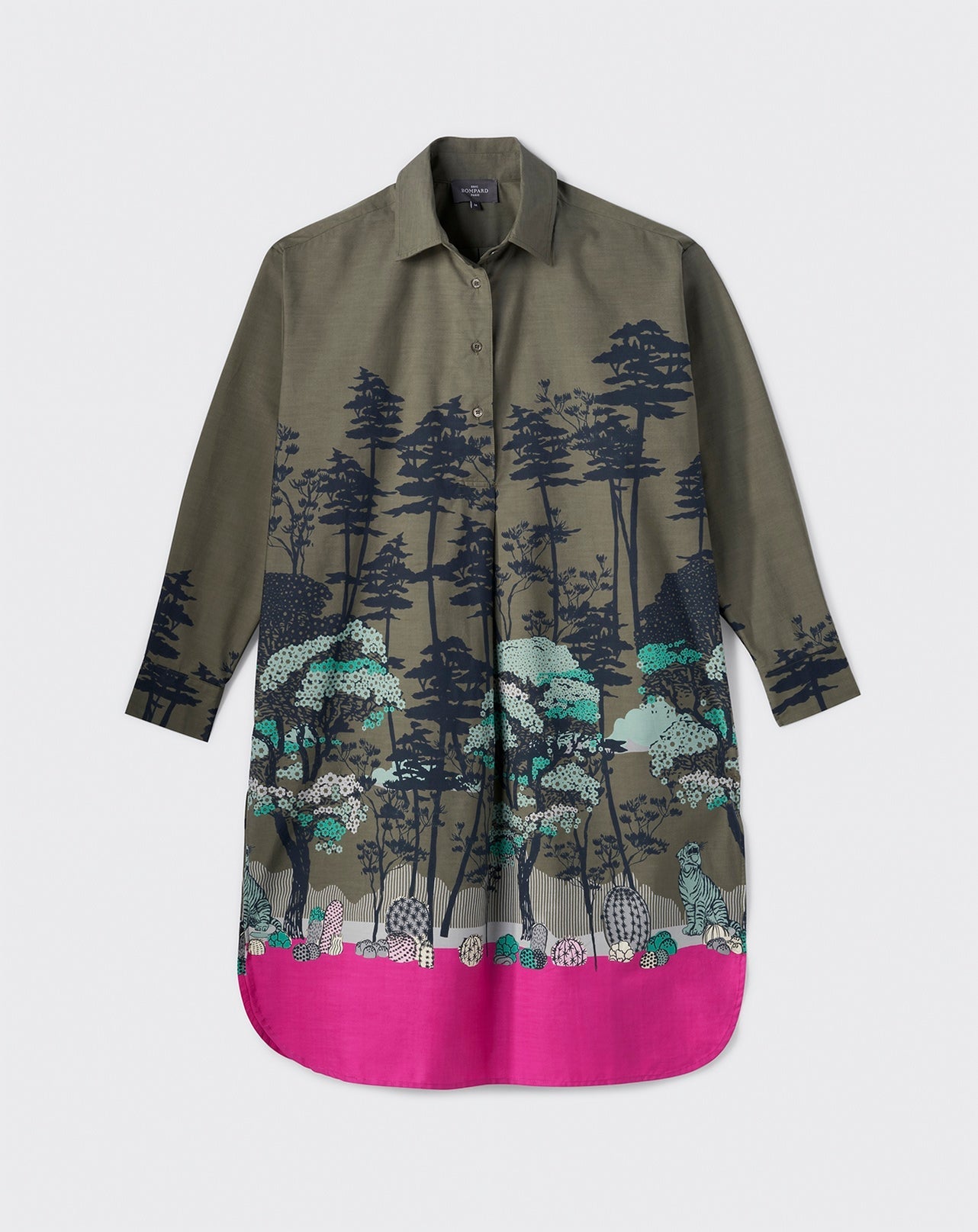 RECO125Robe Chemise Imprimée - Kaki Ombre