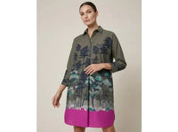 RECO125Robe Chemise Imprimée - Kaki Ombre