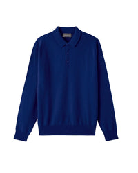 Long-sleeved cashmere polo shirt - Royal