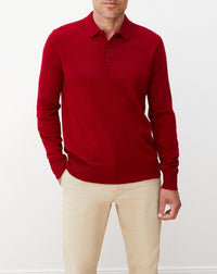 RECO145Polo Manches Longues - Rouge Guarana