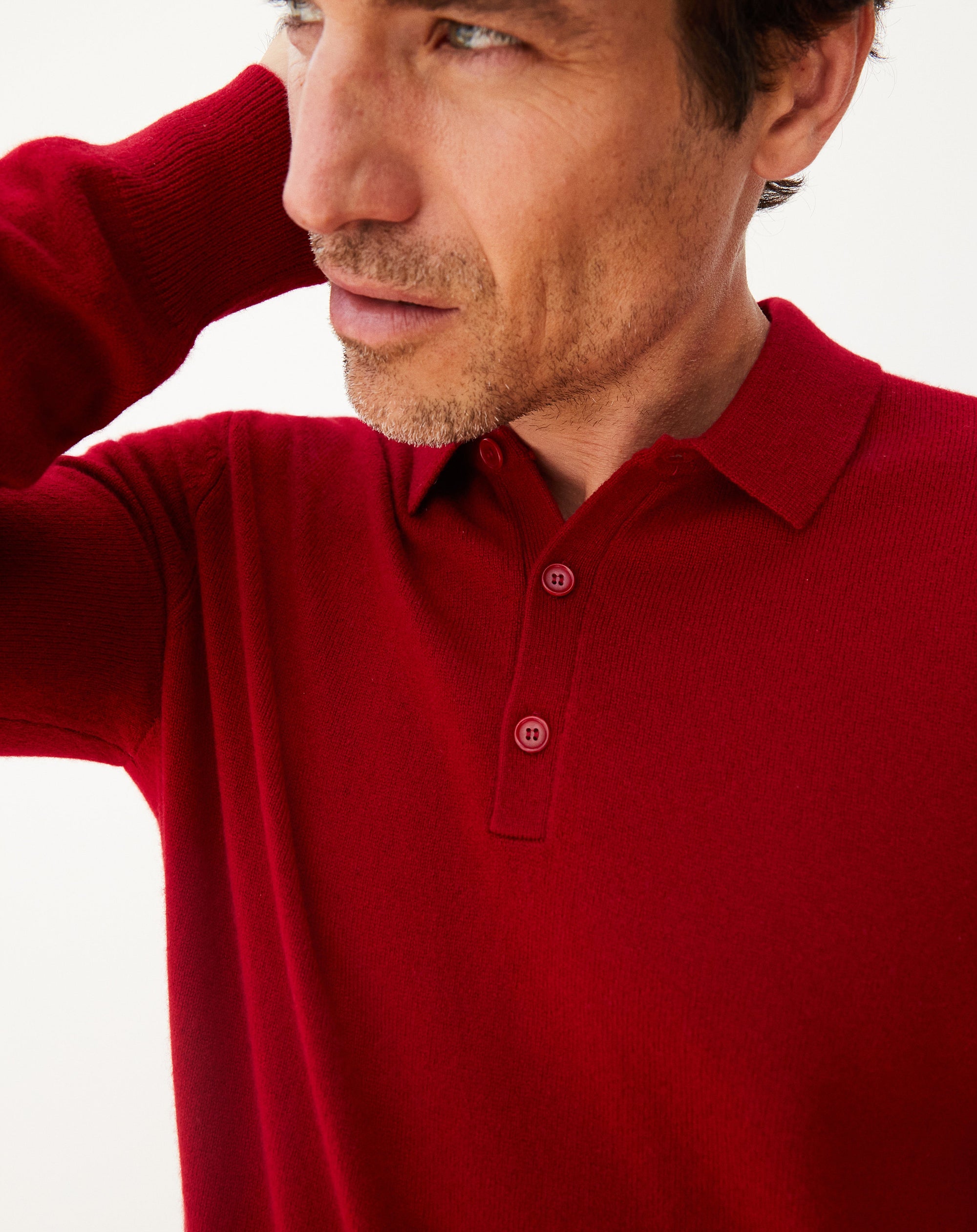 RECO145Polo Manches Longues - Rouge Guarana