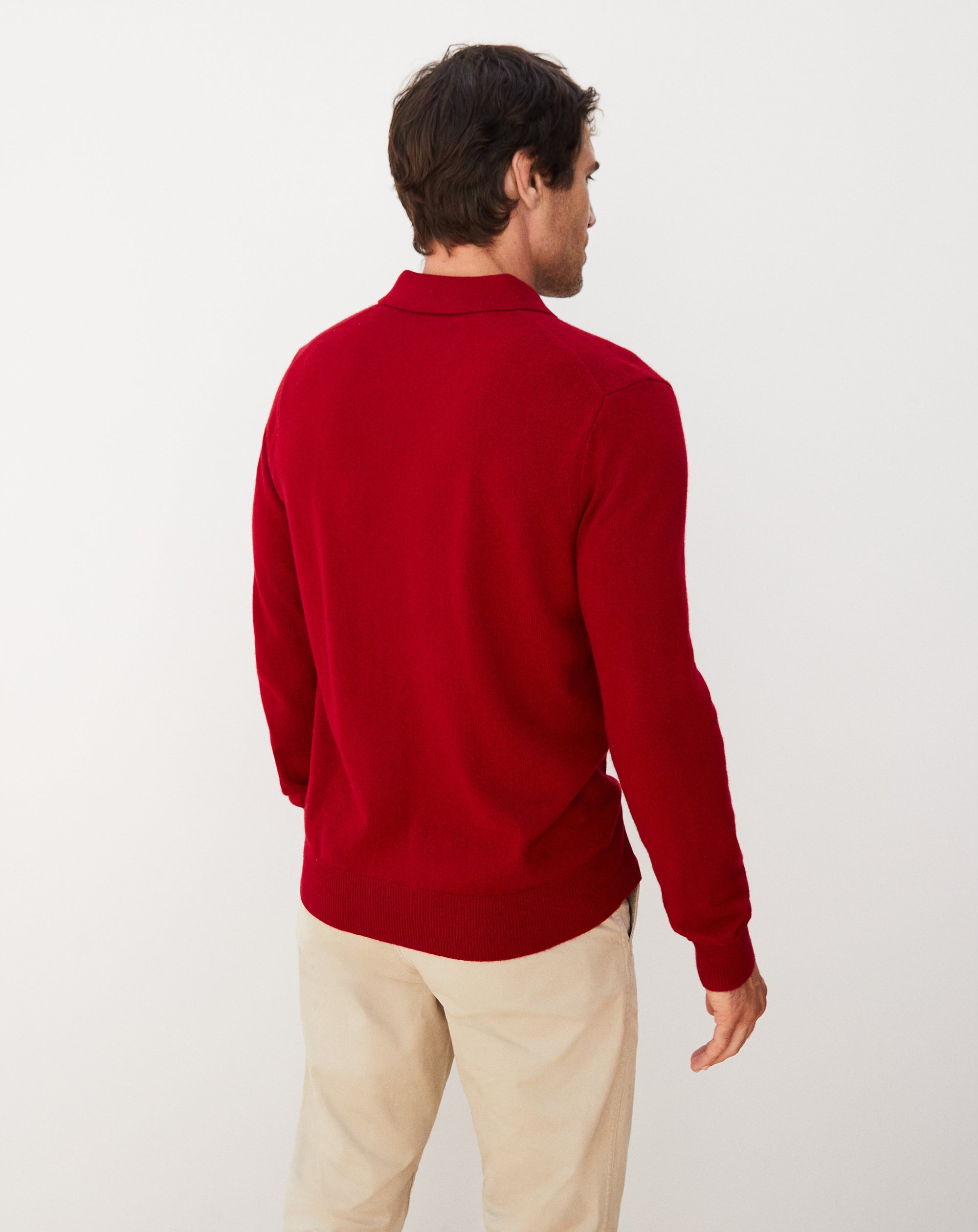 RECO145Polo Manches Longues - Rouge Guarana