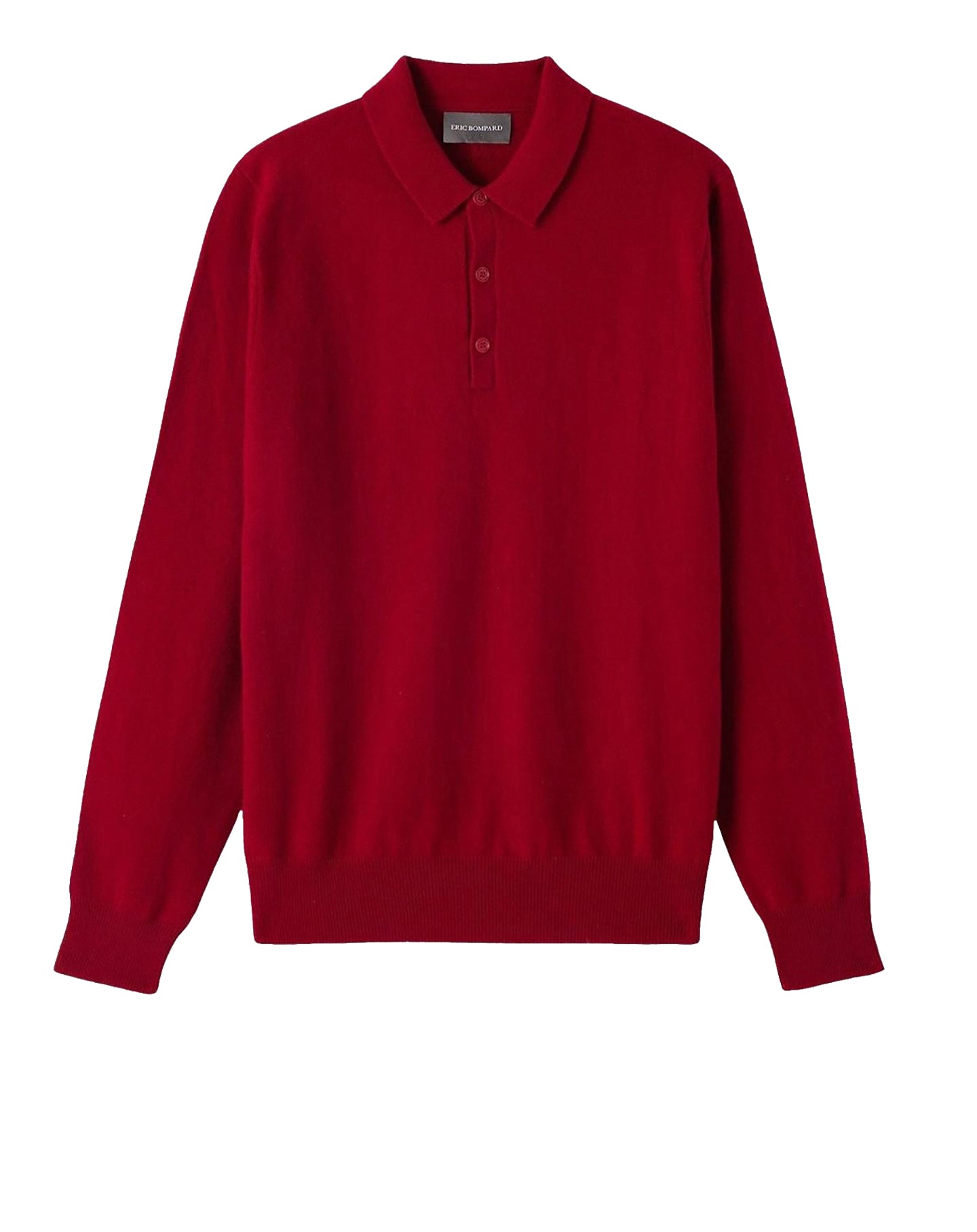 Long-sleeved cashmere polo shirt - Guarana Red