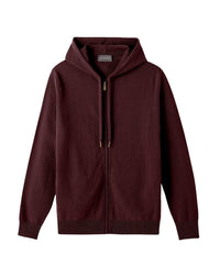 Zipped cashmere hooded jumper - Azuki