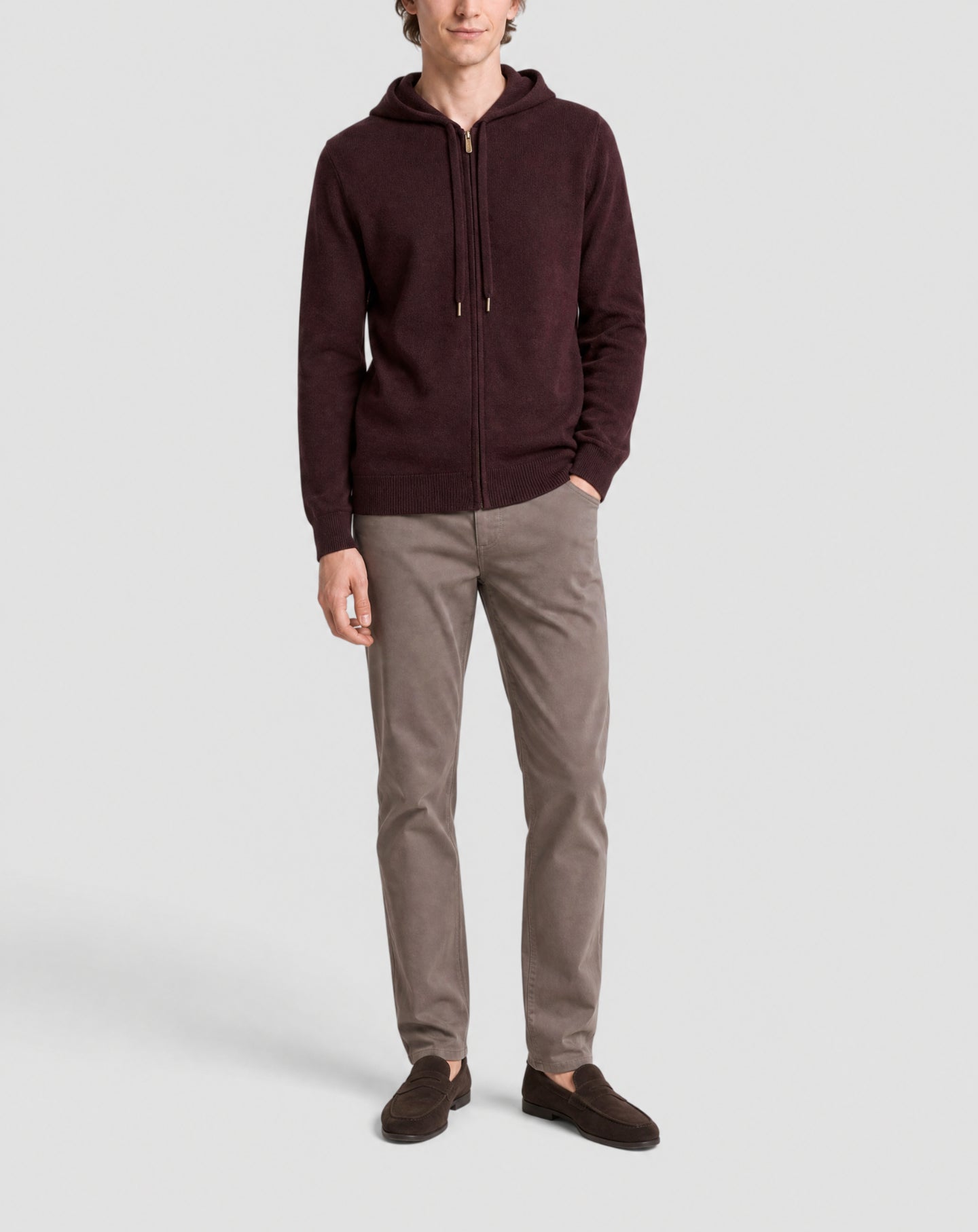 Zipped cashmere hooded jumper - Azuki