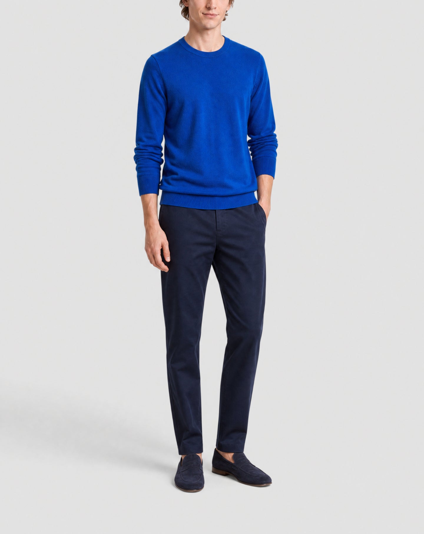 Classic round-neck cashmere jumper - Apnee Blue