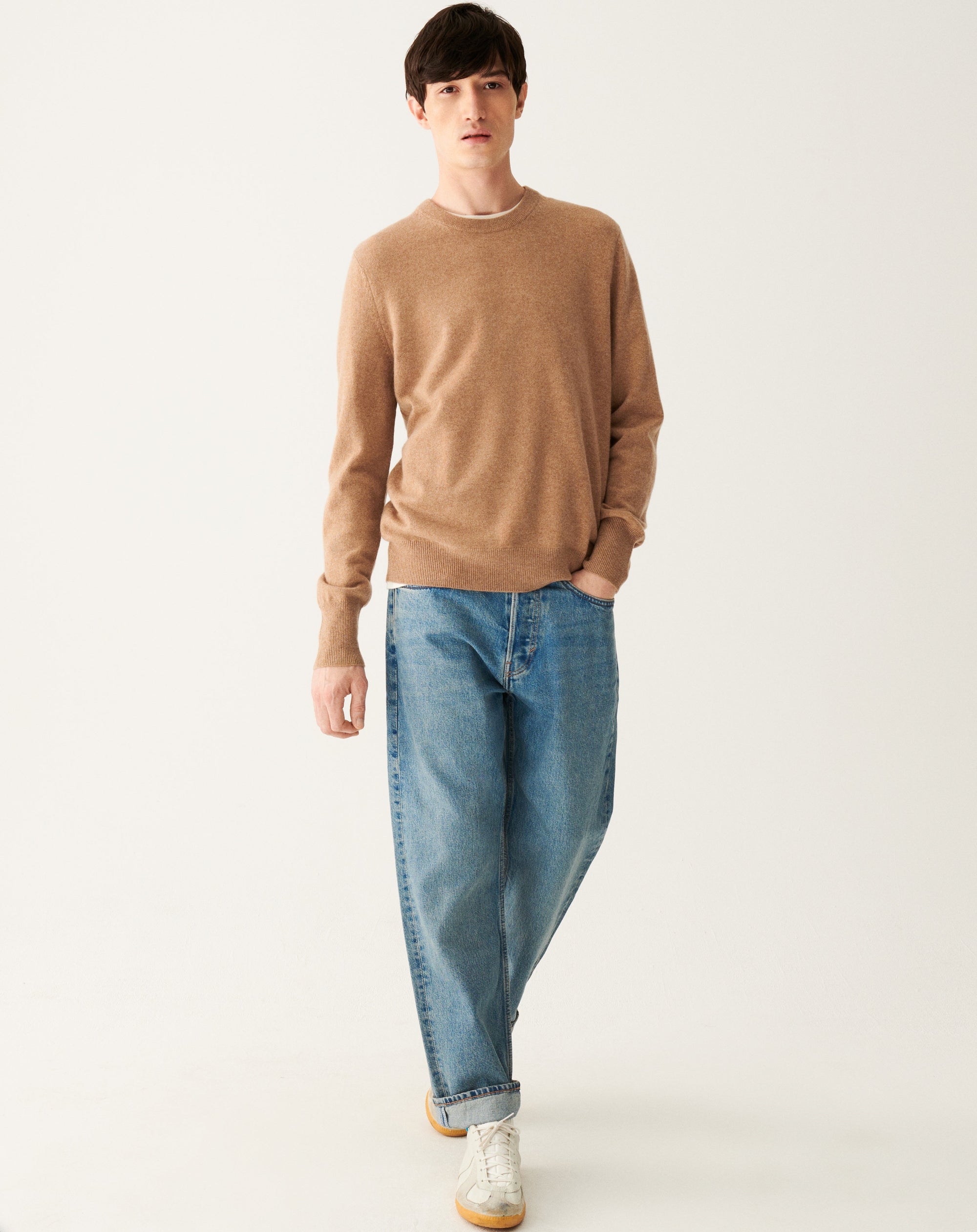 RECO130Pull Col Rond Classique - Camel