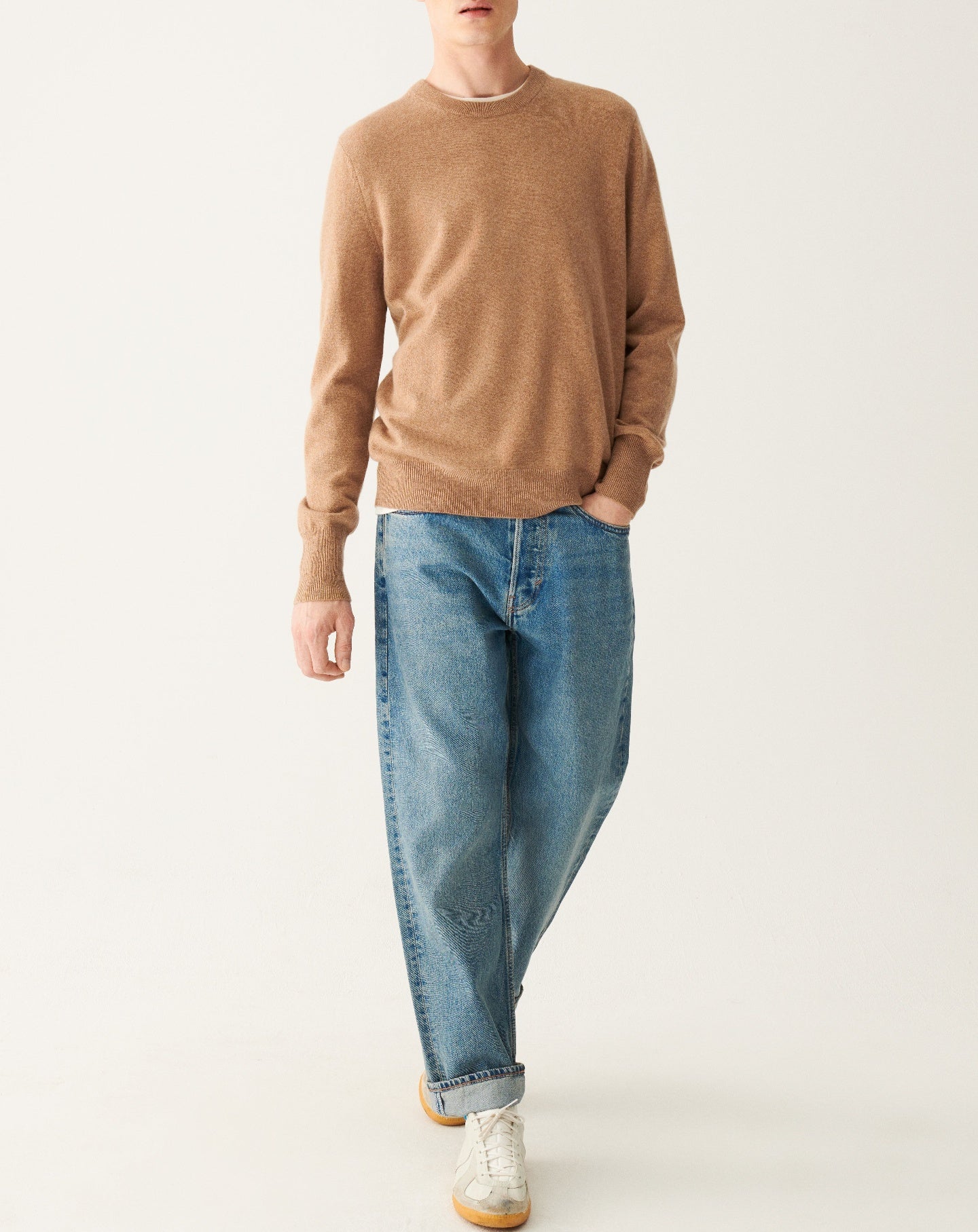 RECO130Pull Col Rond Classique - Camel
