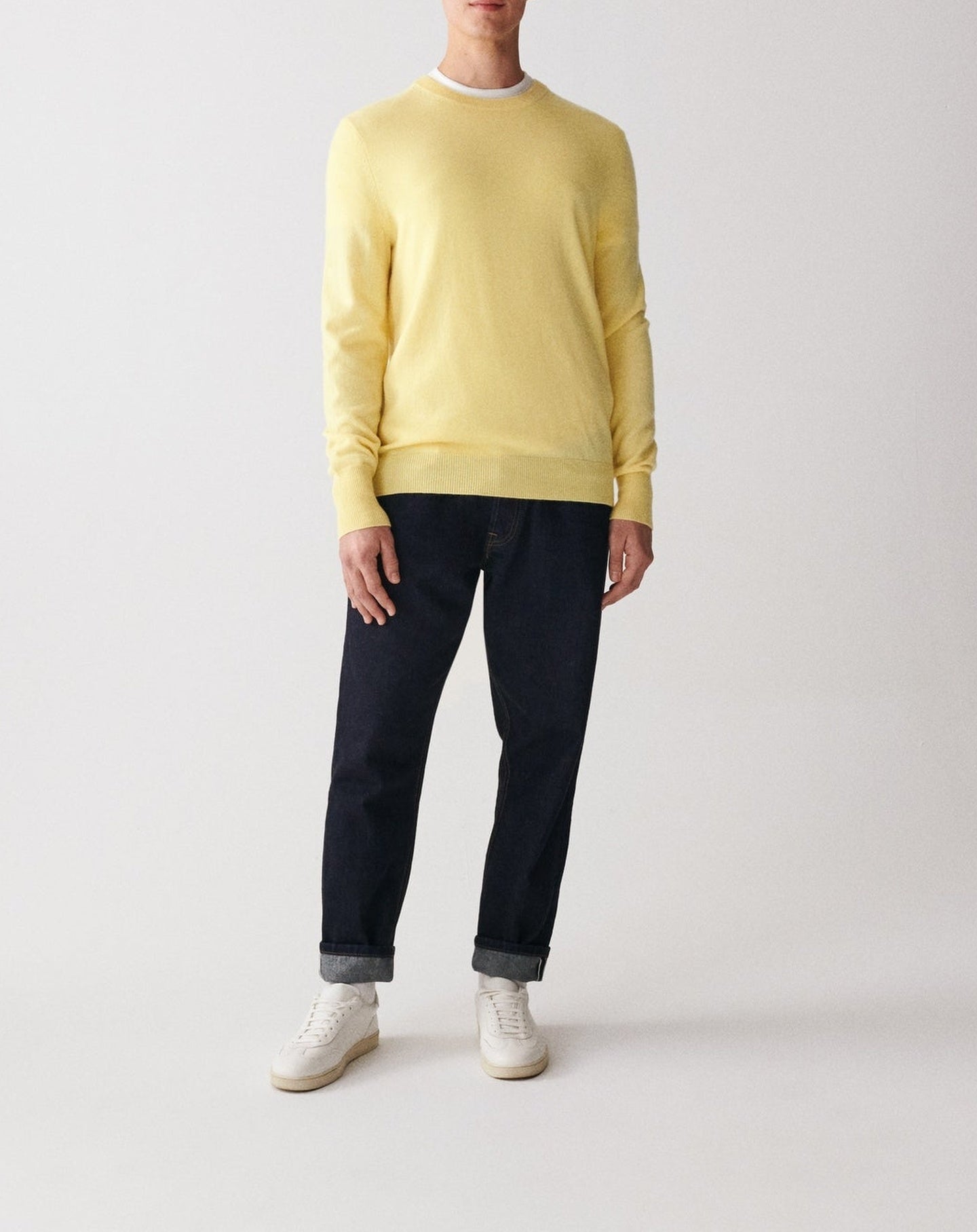 RECO130Pull Col Rond Classique - Jaune Buvard