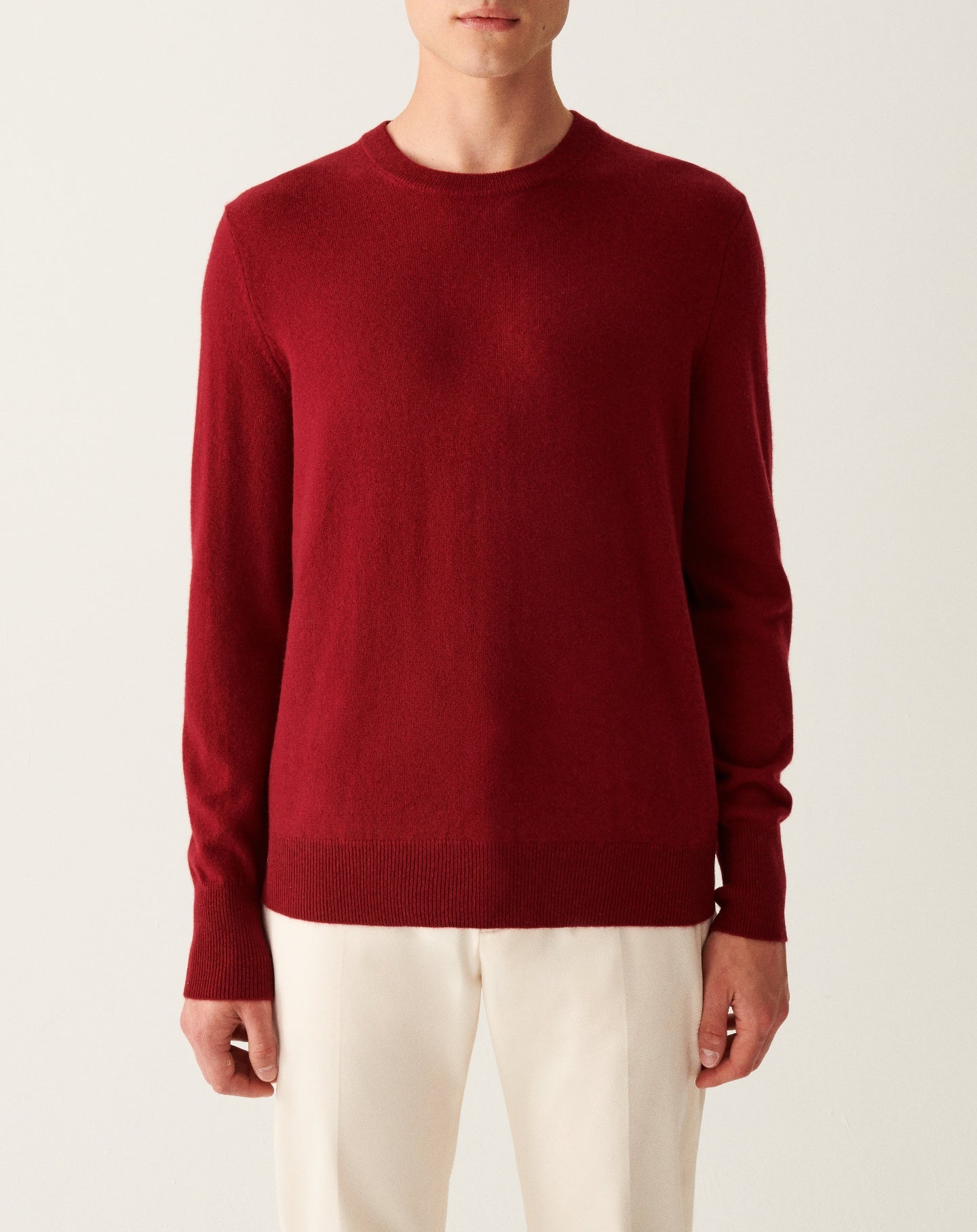 RECO130Pull Col Rond Classique - Rouge Cranberry