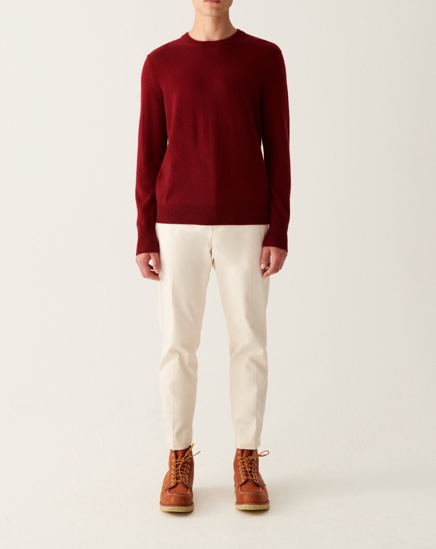 RECO130Pull Col Rond Classique - Rouge Cranberry