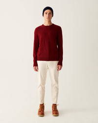 RECO130Pull Col Rond Classique - Rouge Cranberry