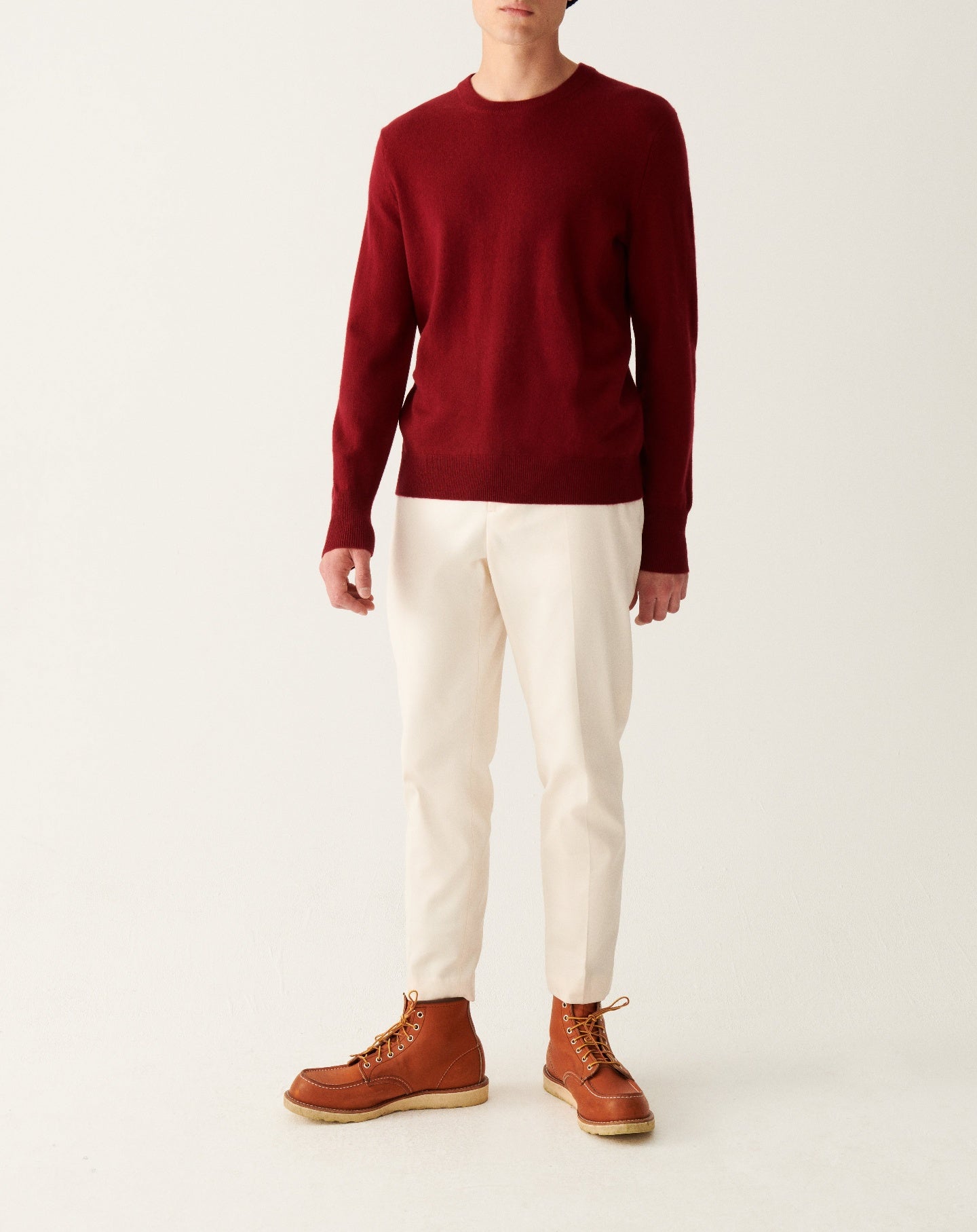 RECO130Pull Col Rond Classique - Rouge Cranberry