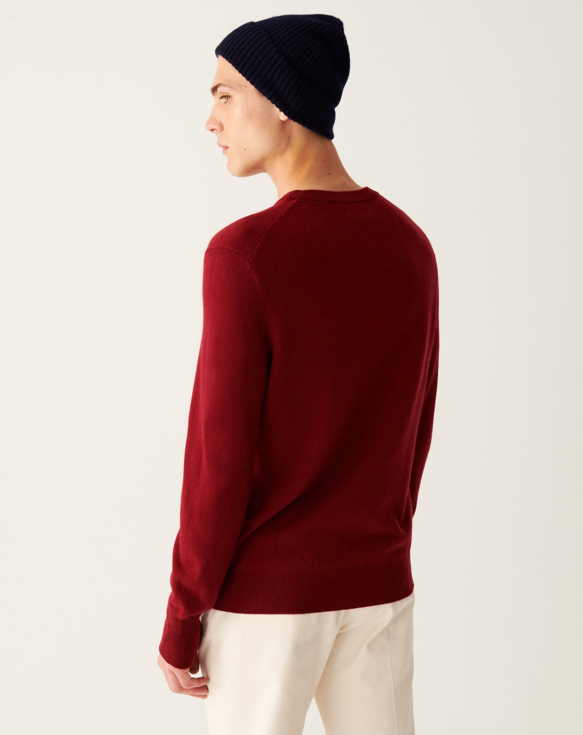 RECO130Pull Col Rond Classique - Rouge Cranberry