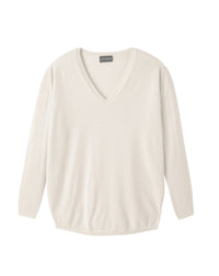 Oversized V-neck cashmere jumper - Natural