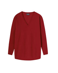 Oversized V-neck cashmere jumper - Cranberry red