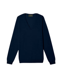 Cotton V-neck jumper - Navy