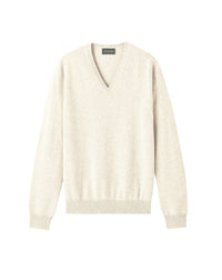 Pull col V ajusté en cachemire -  Naturel